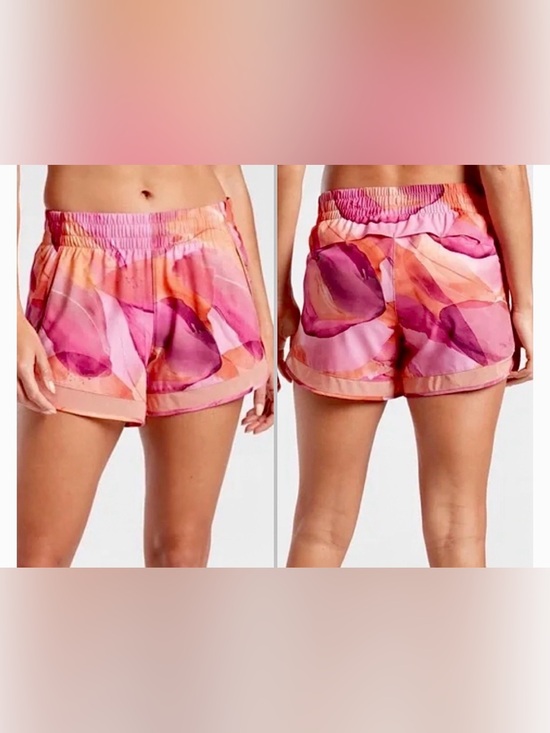 Athleta Pants - Athleta Printed Mesh Racer Run shorts pink watercolor M Make A Splash Warm